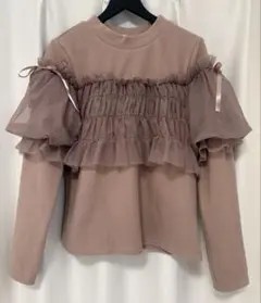 melume チュールドッキングプルオーバー ピンク S