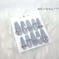 No.8 ネイルチップ 水色 ブルー 韓国 量産型 フレンチガーリー ワンホン