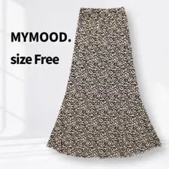 MYMOOD. ヒョウ柄スカート 細身 ウエストゴム ロングスカート レオパード