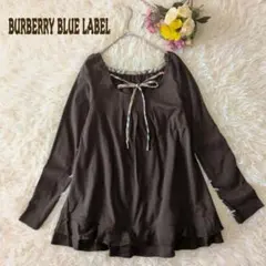 バーバリーブルーレーベルꕤロゴ刺繍 ノバチェックリボン ペプラムフリルカットソー