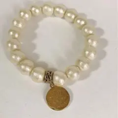 コットンパール　ブレスレット　パール　シェルチャーム　バングル