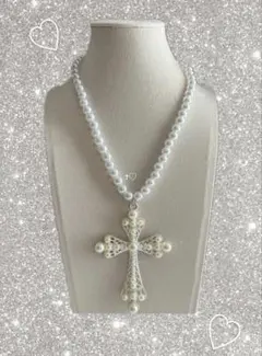 y2k 十字架パールネックレスフェアリーグランジ　ウィッシュコア