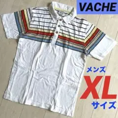 【VACHE】ヴァッシェ　メンズＬＬサイズ　半袖ポロシャツ　ホワイト　綿100%