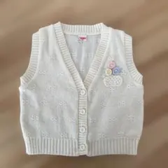 花刺繍付きクリーム色カーディガン［95］