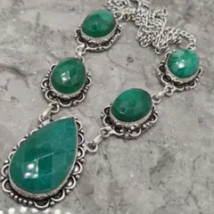 大粒 エメラルド 50 天然石 ネックレス ジュエリー シルバー 925印