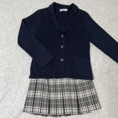familiarネイビー ニットブレザー チェック柄スカート 受験 卒業式
