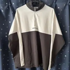 ハーフジップ カジュアルシャツ ホワイト/ブラック