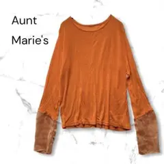 Aunt Marie's アントマリーズ　薄手カットソー　シアー袖切り替え　F