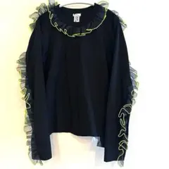 極美品★noir Kei ninomiya コムデギャルソン フリル Tシャツ noir kei ninomiya 綿ポンチTシャツ(フリル袖) [3P-T013-051