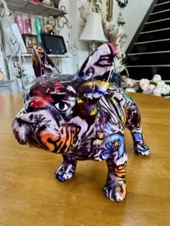 ポンピドゥ　グラフィティ風 フレンチブルドッグ 貯金箱　置物