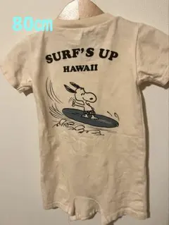 スヌーピー サーフィンロンパース クリーム色