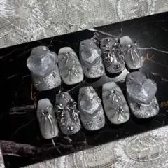 【No.454】現品販売 シルバー マグネット チーク ミラー リボン ハート