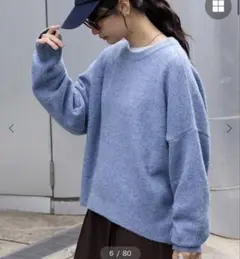 コクーン ミックスカラー オーバーサイズ クルーネック ニット