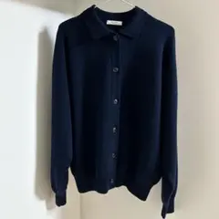 FREAK'S STORE カーディガン ネイビー スウェットライク 襟付き