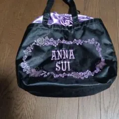 ANNA SUI 花柄トートバッグ 黒 紫