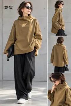 【新品】 長袖ビックシャツ　オーバーブラウス ブラウン