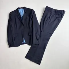 LES MUES アオキ パンツスーツ セットアップ ストレッチ M ネイビー