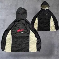 NIKEナイキ白タグバイカラーナイロンジャケット刺繍ロゴスウッシュパーカー