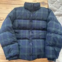 ネイビー・グリーンチェック ダウンジャケット