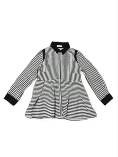 【E hyphen world gallery】黒×白ストライプ襟付き長袖シャツのサムネイル