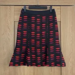 BANANA REPUBLIC リップ柄 フレアスカート 膝丈　0