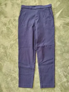 ネイビー ストライプ スリムフィットパンツ