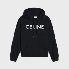 美品/希少XL相当　CELINE プルオーバーパーカー　背面デカロゴ　グレー　黒 CELINE セリーヌ パーカー RY0JH670Q.38AW レディース スウェット プル