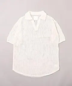 美品 ELENDEEK 襟付き スキッパー トップス ニット 半袖 イエロー