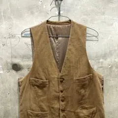 US古着 コーデュロイ ベスト ベージュ ブラウン L