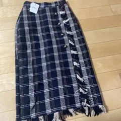 GRL チェック柄フリンジタイトスカート S