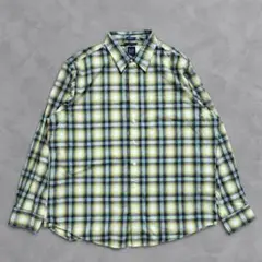 アメカジ GAP 長袖チェックシャツ オンブレ調 CLASSICFIT XL 緑