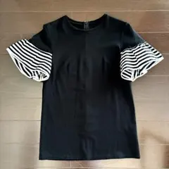 BORDERS at BALCONY フリル袖 Tシャツ ブラック 38のサムネイル