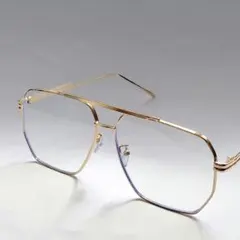 【新品未使用】ツーブリッジ　ダブルブリッジ　ビッグシェイプ　スクエア　ゴールド