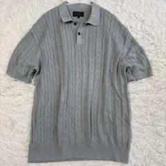 美品 ビームスプラス ケーブルニット ポロシャツ リネン混 グレー XL 半袖のサムネイル