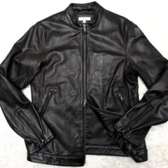 極美品UNITED ARROWS ブラックレザーシングルライダース Lサイズ シープレザー シングル ライダース ジャケット