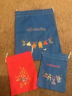 刺繍入り巾着袋 3点セットベトナム巾着　ベトナム土産