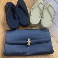 黒草履バッグと金草履。
