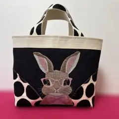 ②【うさぎシリーズ】ハンドメイドトートバッグ
