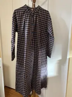 チェック柄長袖シャツワンピース