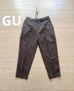 【gu】 タックジョガーパンツ　茶　M