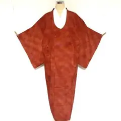 4k2413 輪奈コート　袷　千代田衿　ビロード　茶色　橙色　花柄　和装