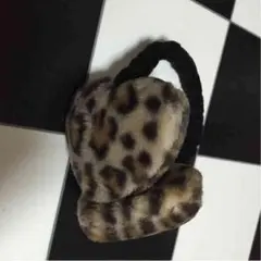 ノーブランド ヒョウ柄 ハート イヤーマフ イヤーマフラー