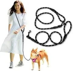 【愛犬と散歩用】犬 ショルダーリード 3m ハンズフリー ブラック Mのサムネイル