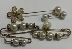 パールとゴールドのブローチセット 5個
