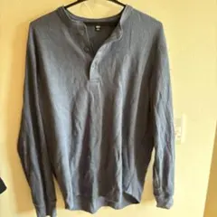 UNIQLO ヘンリーネック長袖カットソー L グレー