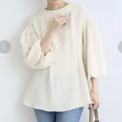 INDIVI インディヴィ　七分袖　バルーンスリーブ　ぺプラム大きめ　新品　春