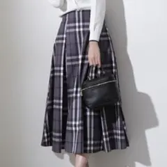 プロポーションボディドレッシング フレアチェックスカート チャコール Sサイズ