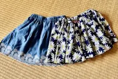 セット　デニム 花柄 フレアスカート 120cm