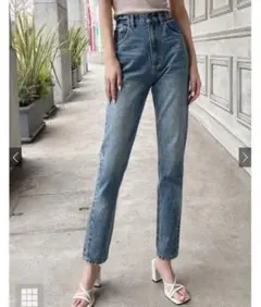 GRL ハイウエストテーパードデニムパンツ[cu157a]