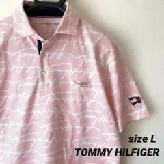 トミーヒルヒィガーゴルフ　半袖　ポロシャツ　総柄　メンズ　サイズL 美品　襟付き